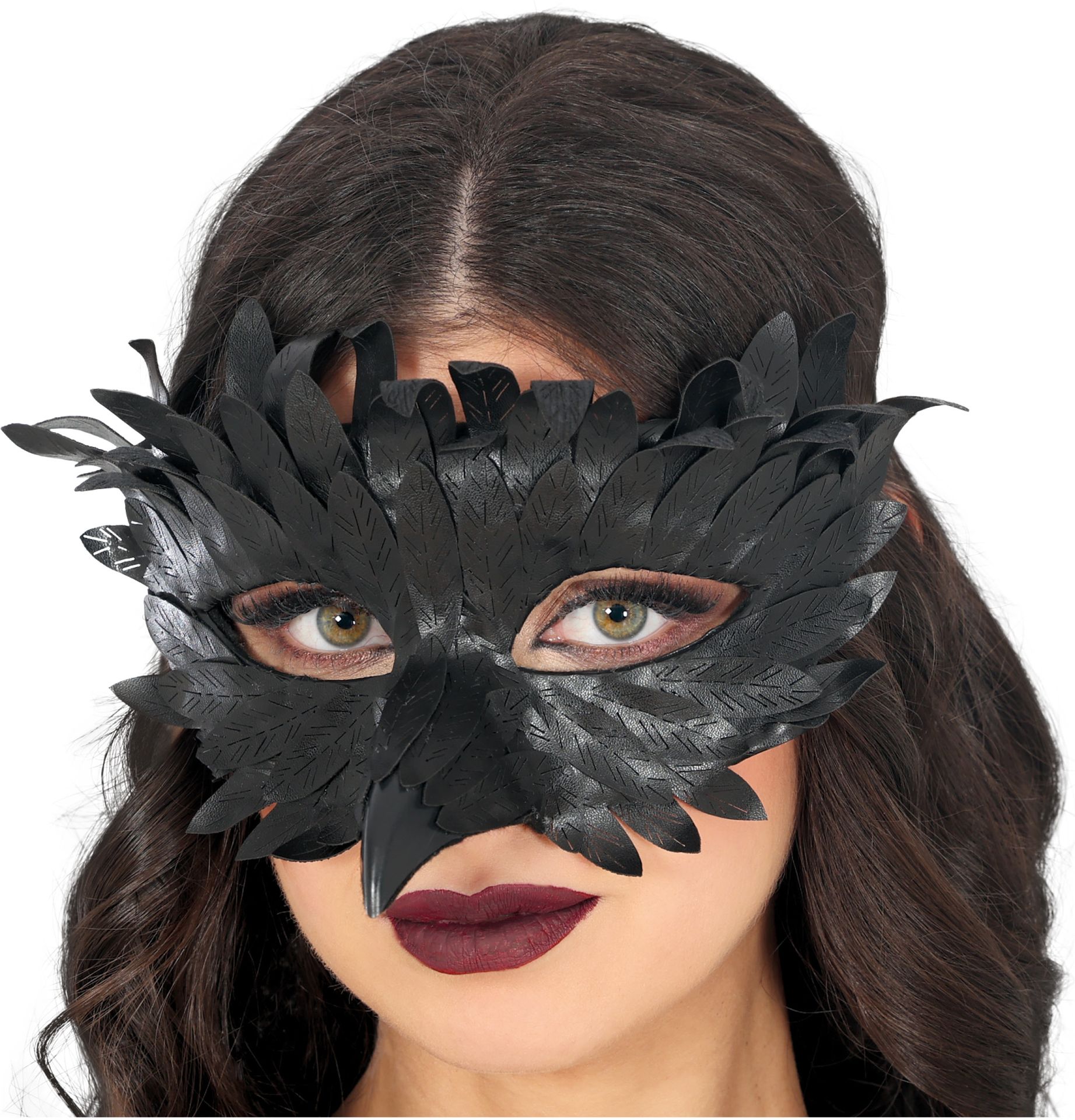 Snavelmasker Zwart met Veren