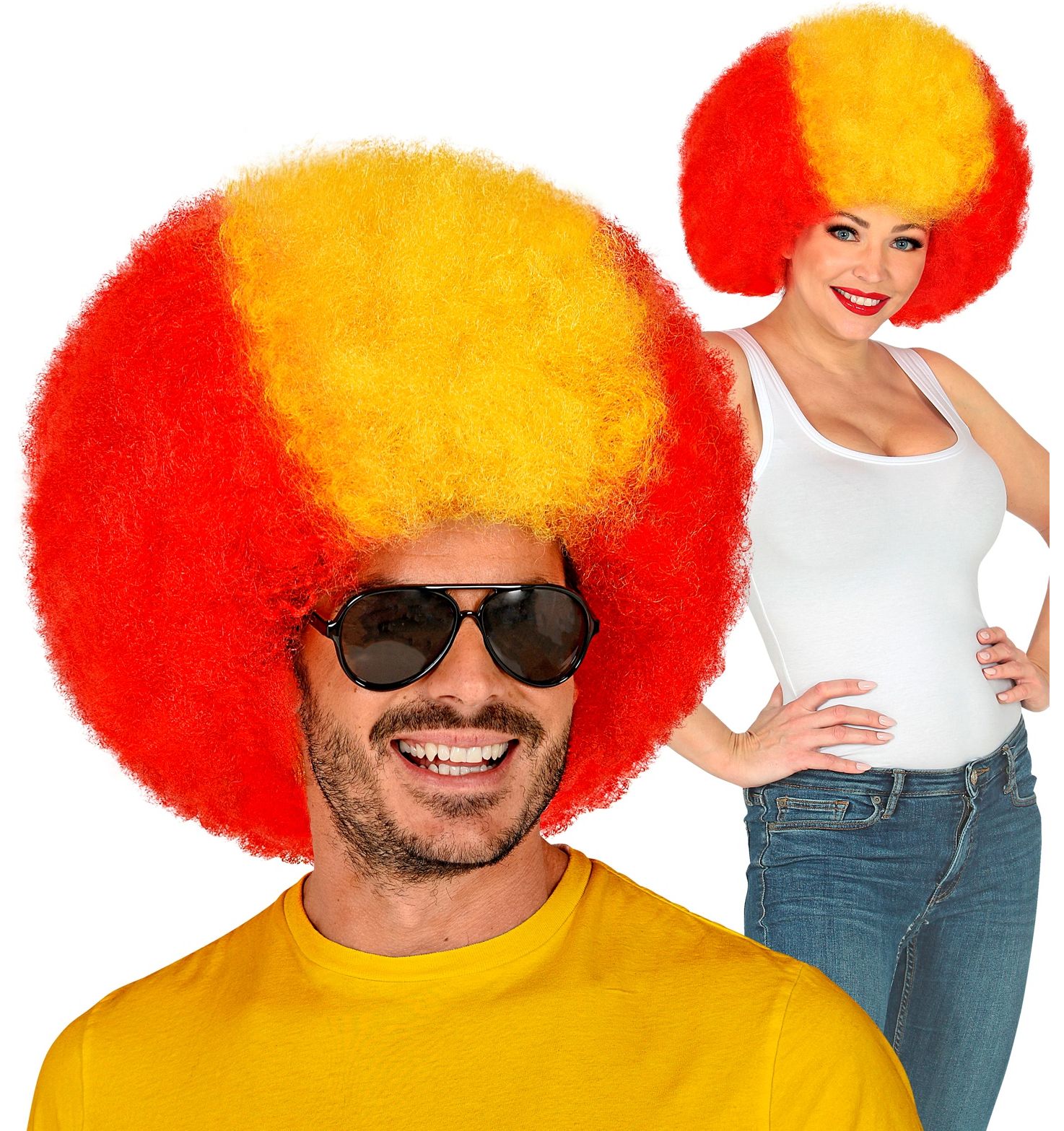 Spaanse Supporter Afro Pruik