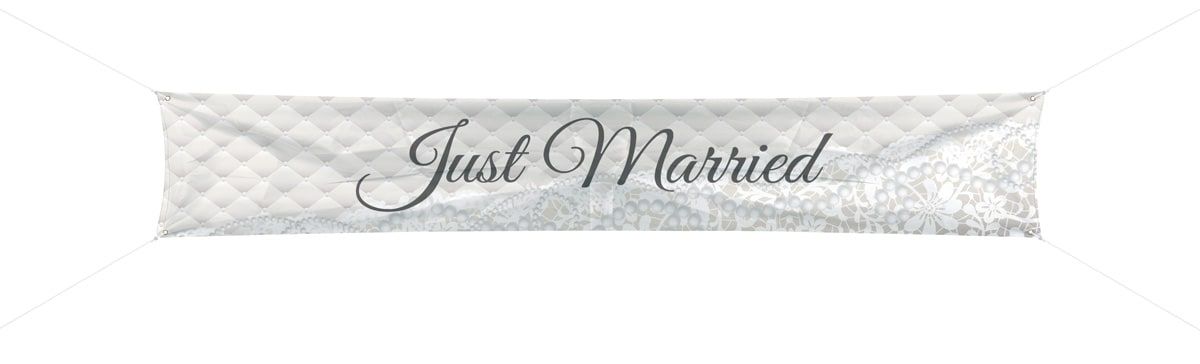 Spandoek Bruiloft Just Married