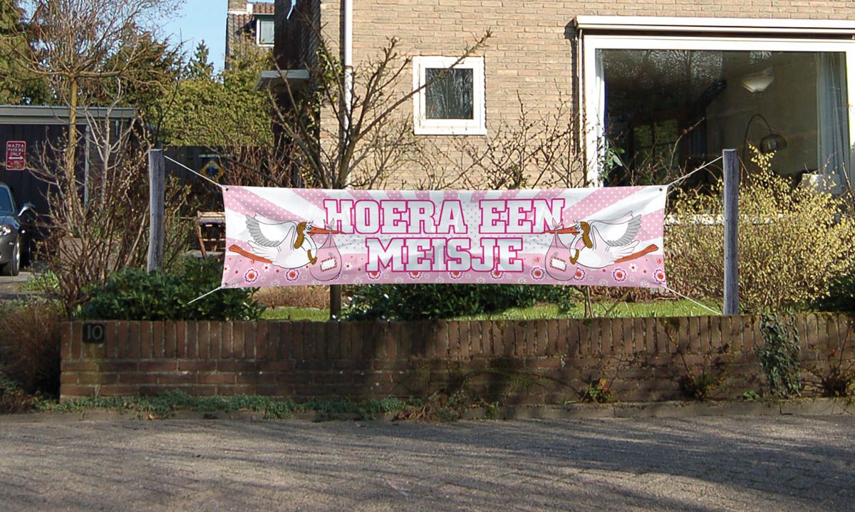 Spandoek Hoera Een Meisje Ooievaar
