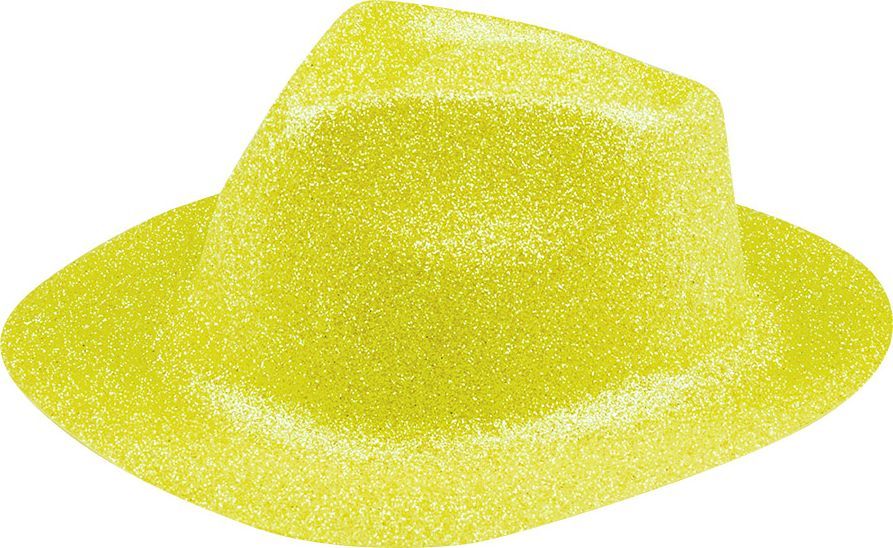 Sparkle glitter fedora neon geel