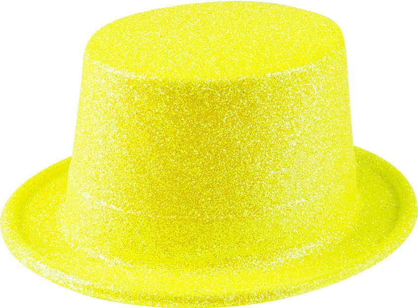 Sparkle glitter hoge hoed neon geel
