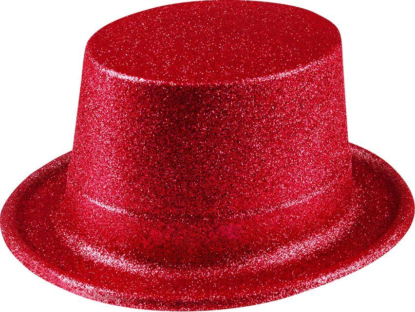 Sparkle glitter hoge hoed rood