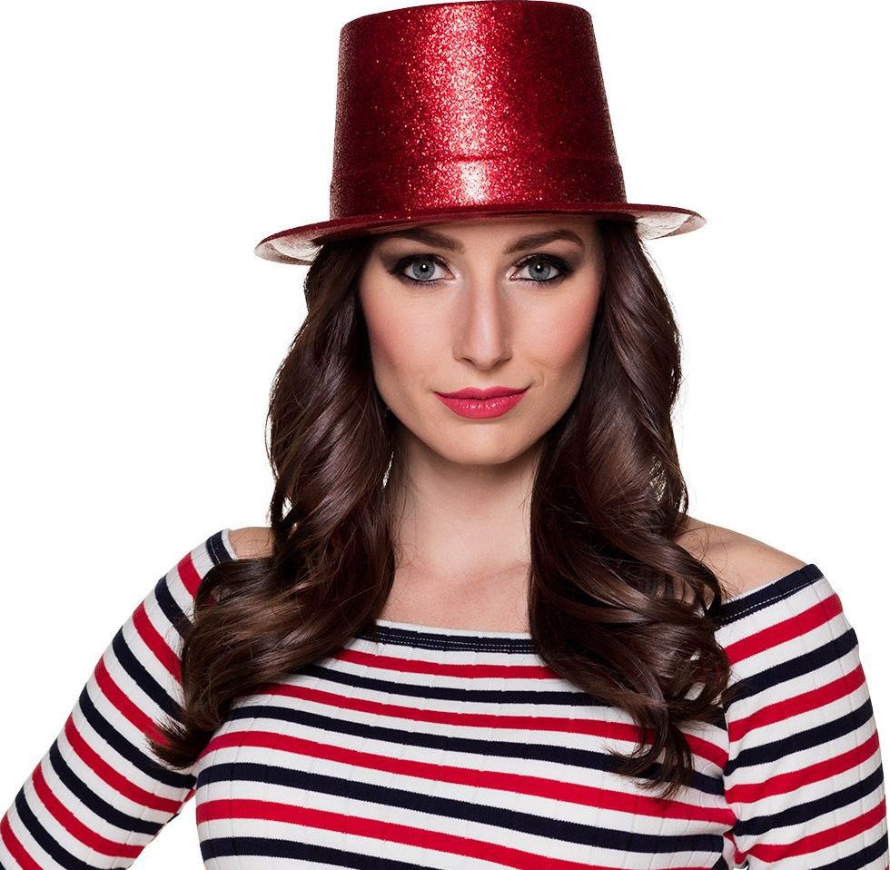 Sparkle Glitter Hoge Hoed Rood