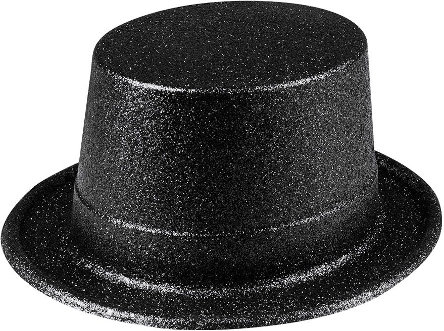 Sparkle glitter hoge hoed zwart