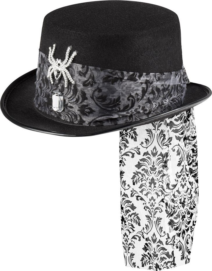 Spider Glitter Hoge Hoed Zwart