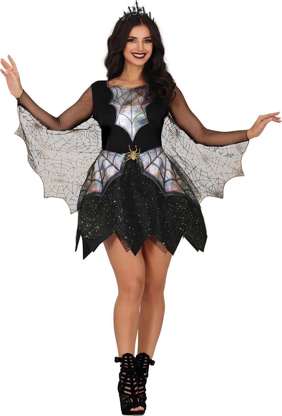 Spin Jurk Spinnenkoniging Halloween Zwart Dames
