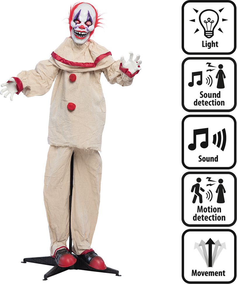 Staande Decoratie Enge Clown Licht, Geluid & Beweging