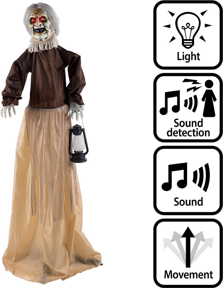 Staande Halloween Heks Pop Licht Geluid Beweging