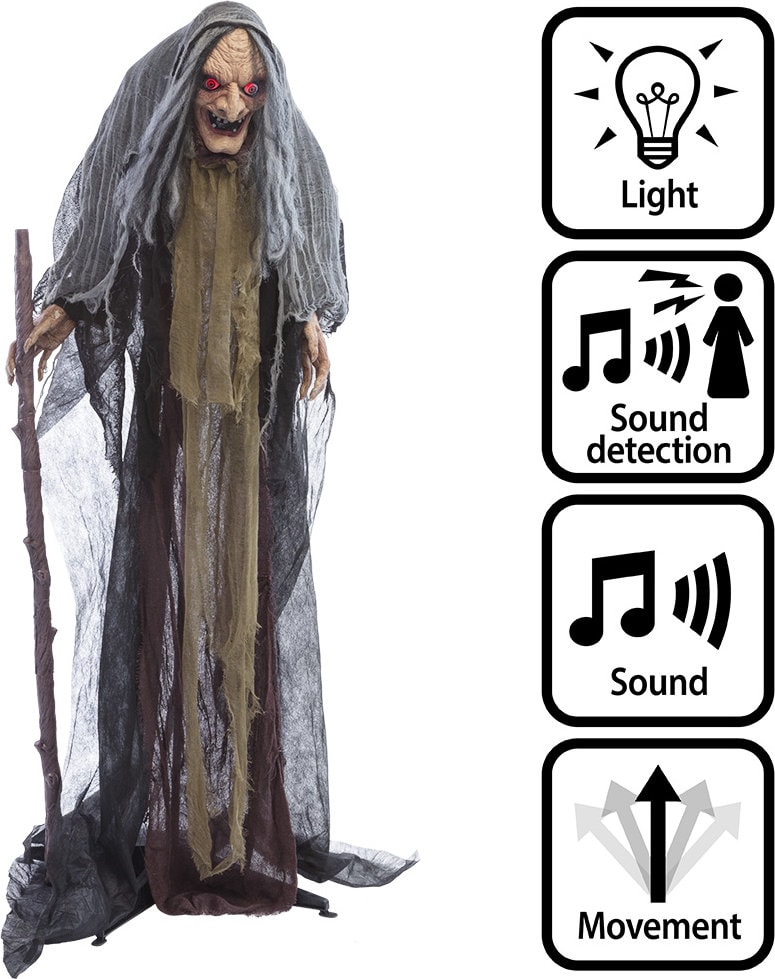 Staande Heks Decoratie Halloween Licht Geluid Beweging