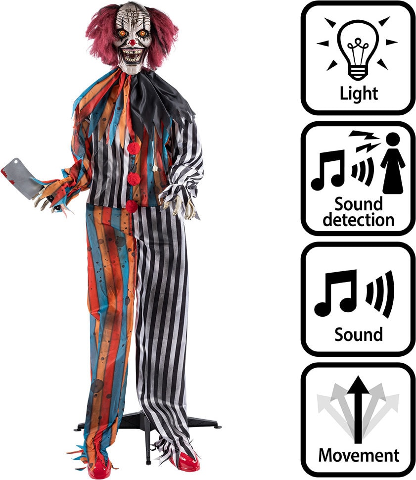Staande Horror Clown Decoratie Halloween Licht Geluid Bewegi
