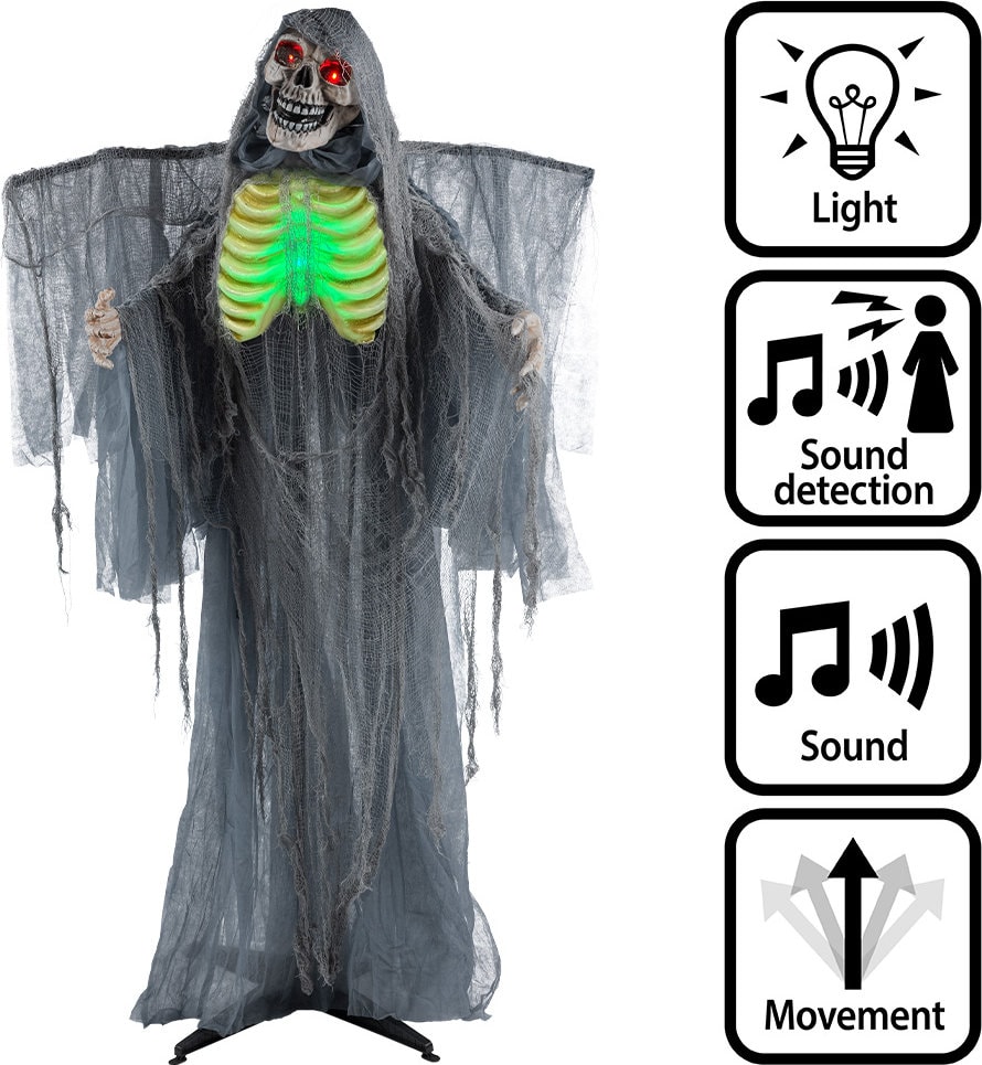 Staande Skelet Decoratie Halloween Licht Geluid Beweging
