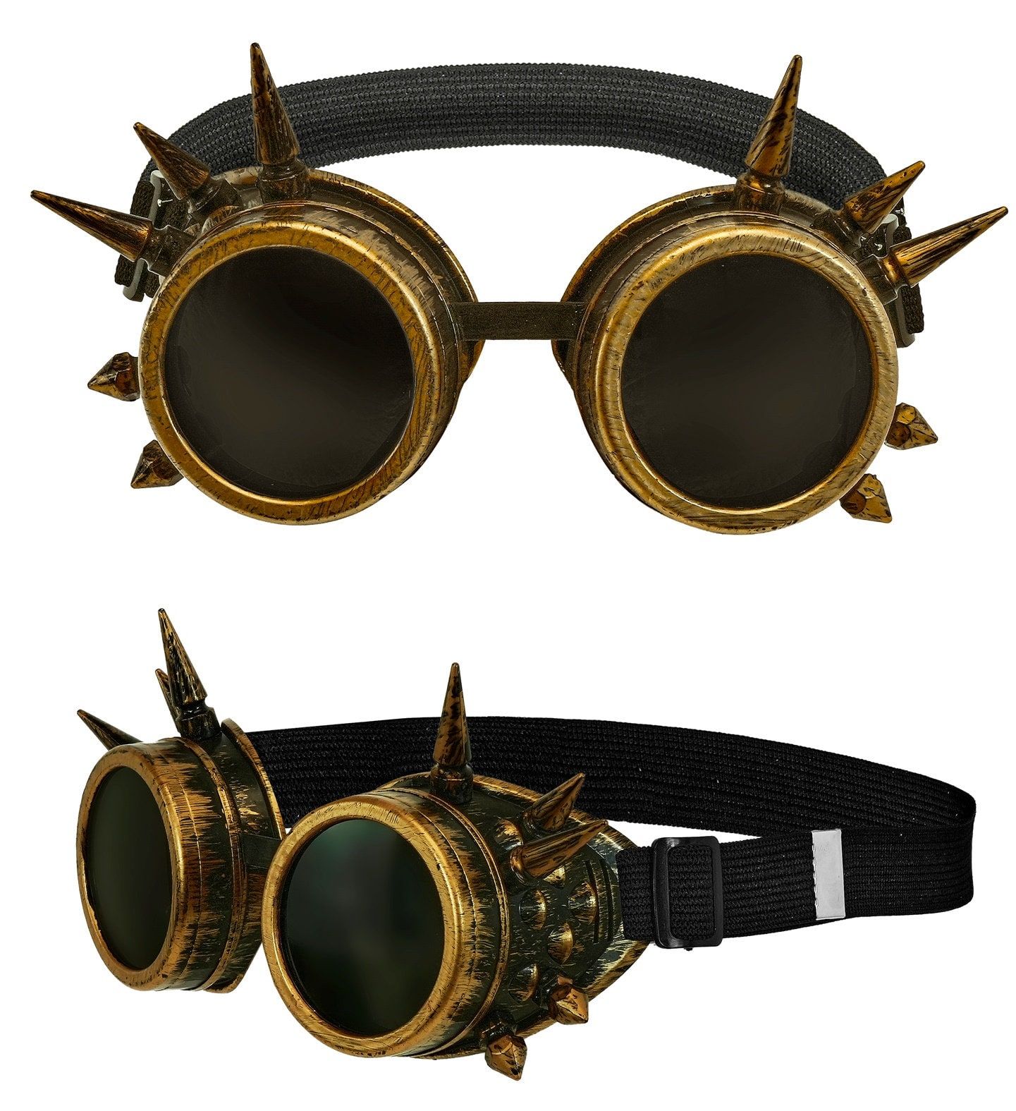 Steampunk Bril met Spikes Brons