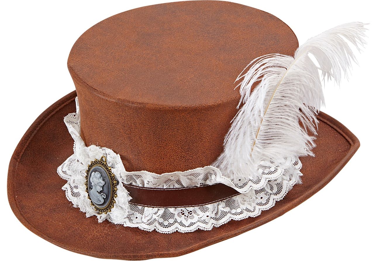 Steampunk Hoed met Kant Bruin