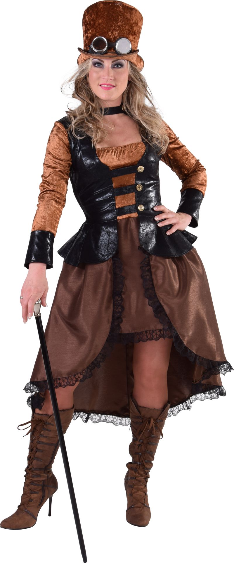 Steampunk Jurk Dames Bruin