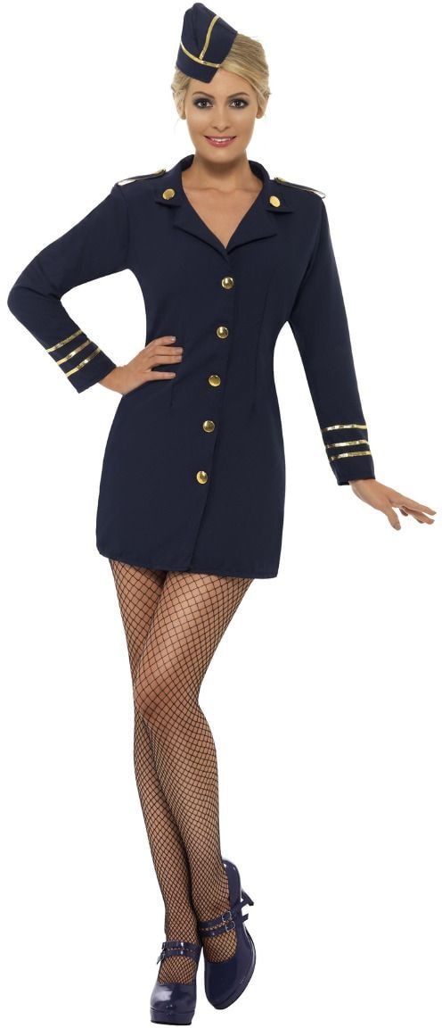 Stewardess blauw dames pakje