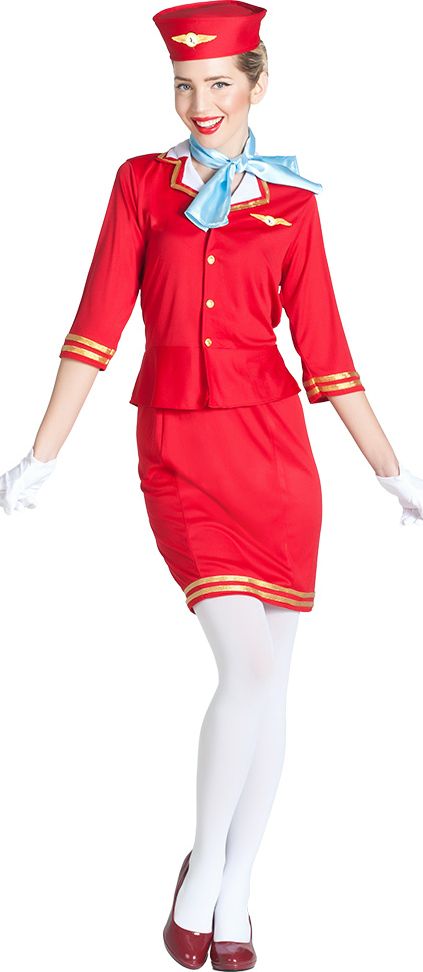 Stewardess Kostuum Dames Rood