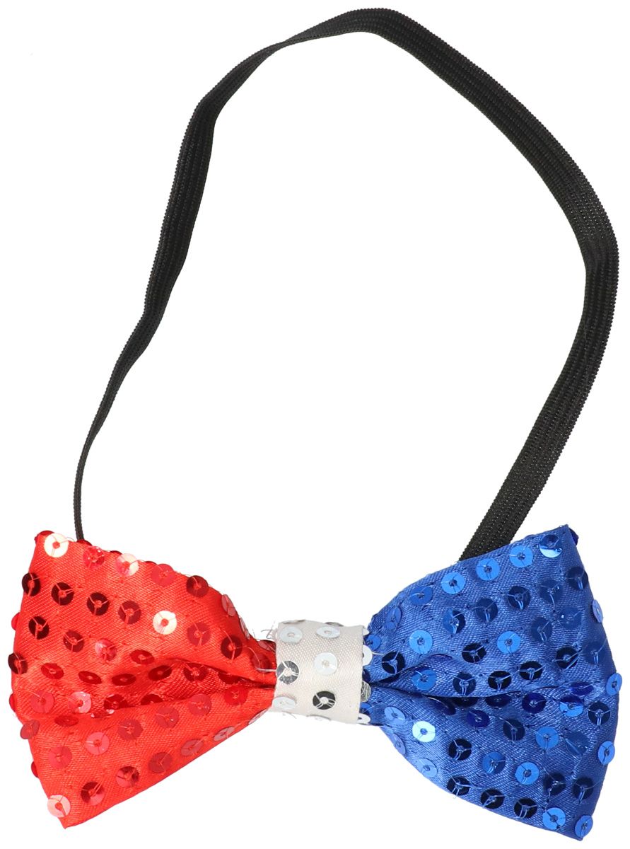 Strikje Pailletten Rood Wit Blauw