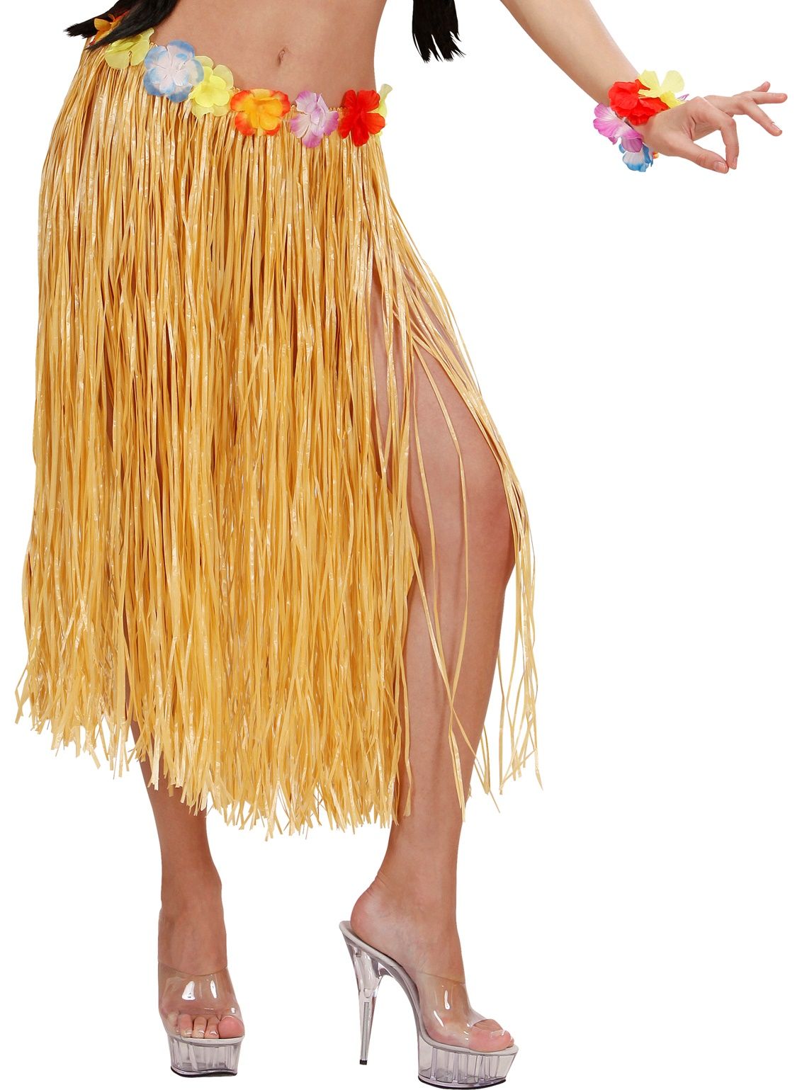 Strokleurige Hawaii Midi Rok met Bloemen