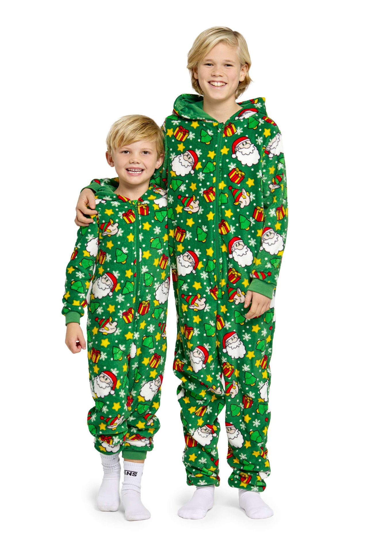 Suitmeister Kind Onesie Kerstman & Elfen Groen