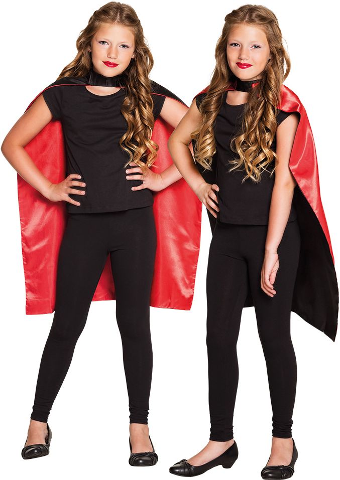 Sundown Vampier Cape Omkeerbaar Zwart Rood Kind