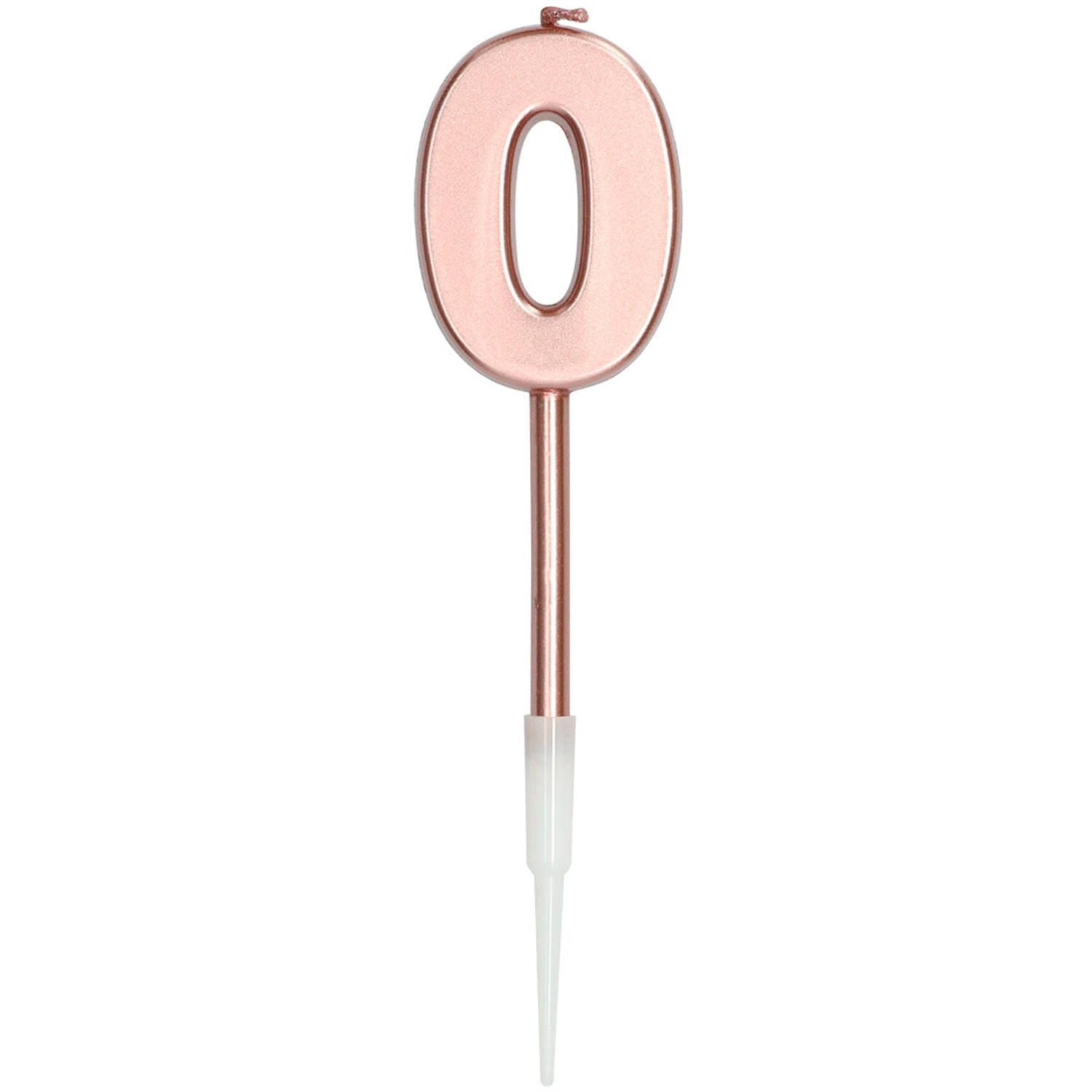 Taartkaars Cijfer 0 Rosegoud Metallic