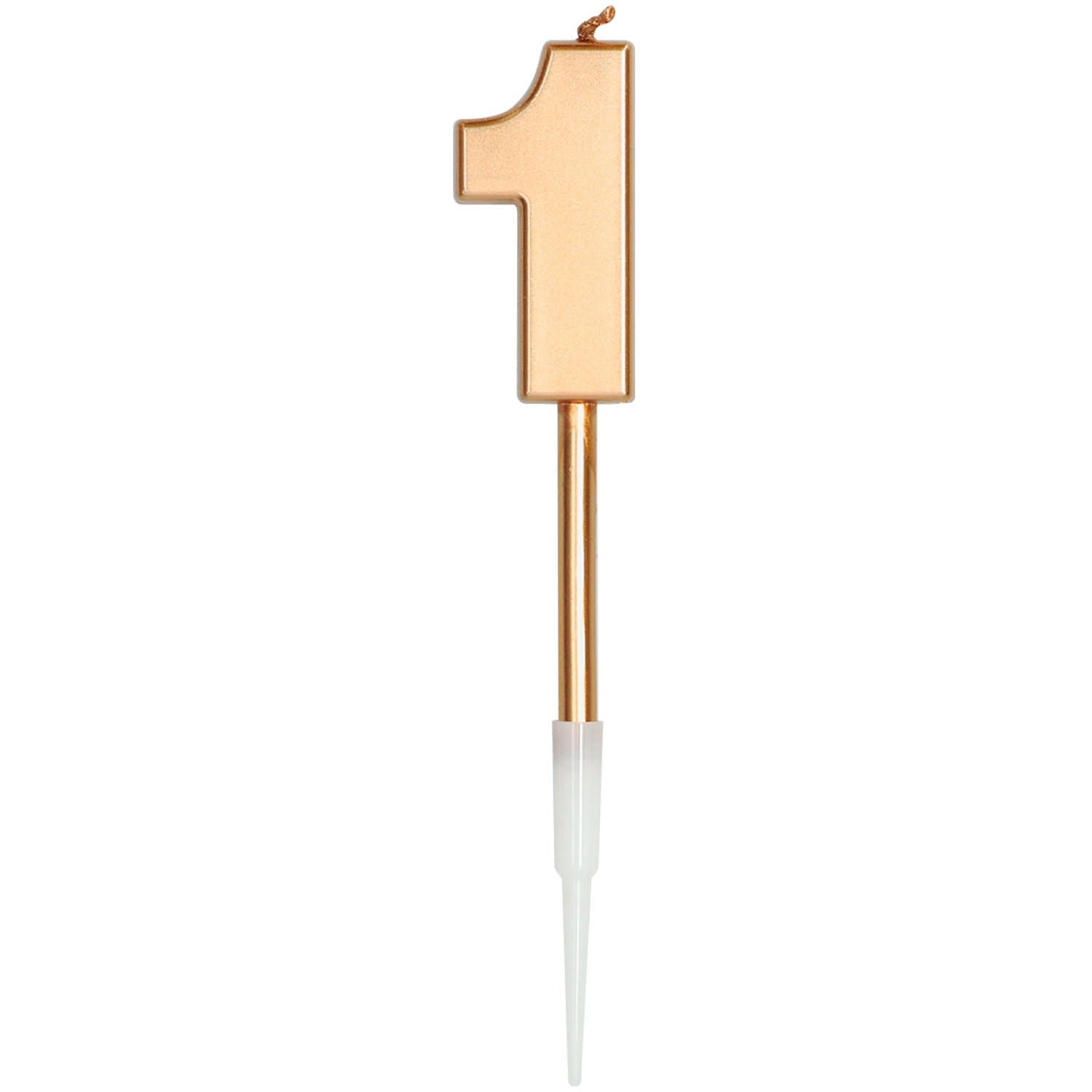 Taartkaars Cijfer 1 Brons Metallic