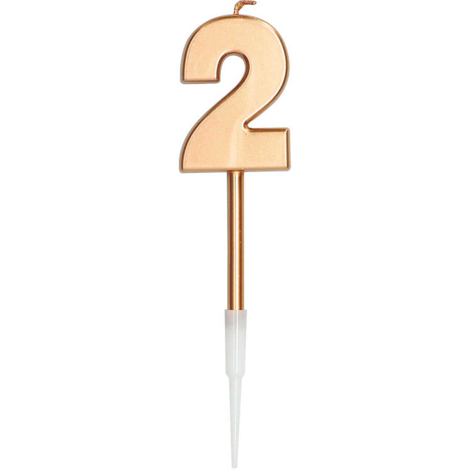 Taartkaars Cijfer 2 Brons Metallic