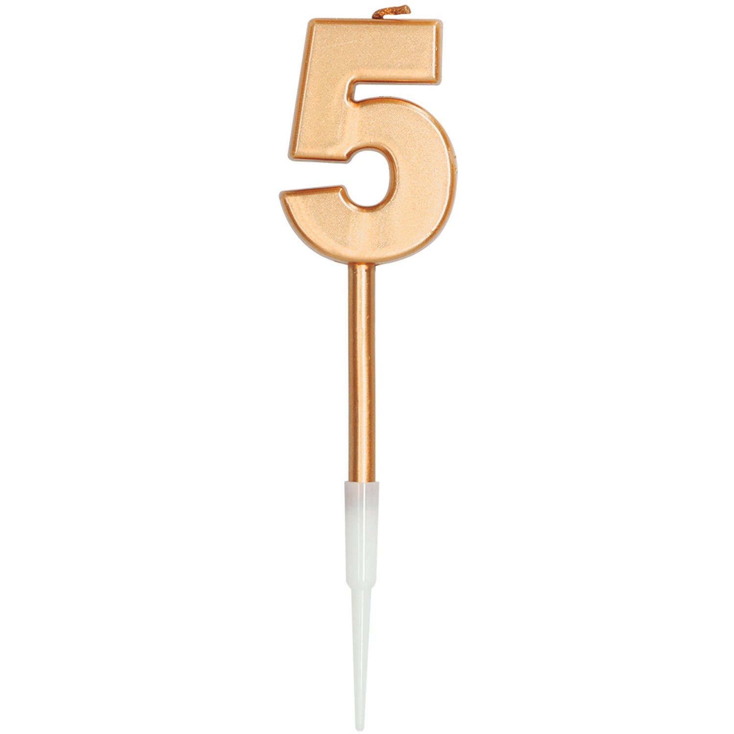 Taartkaars Cijfer 5 Brons Metallic