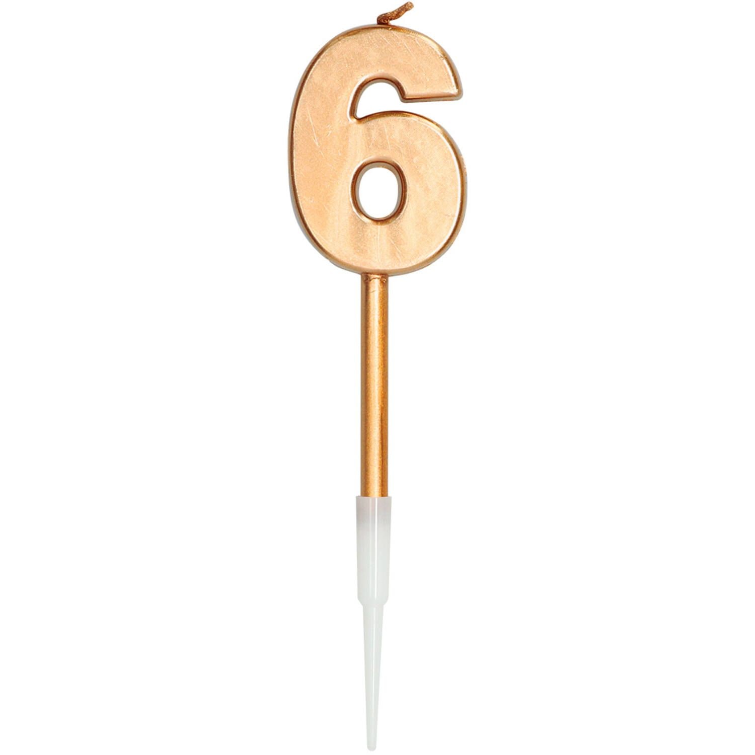 Taartkaars Cijfer 6 Brons Metallic