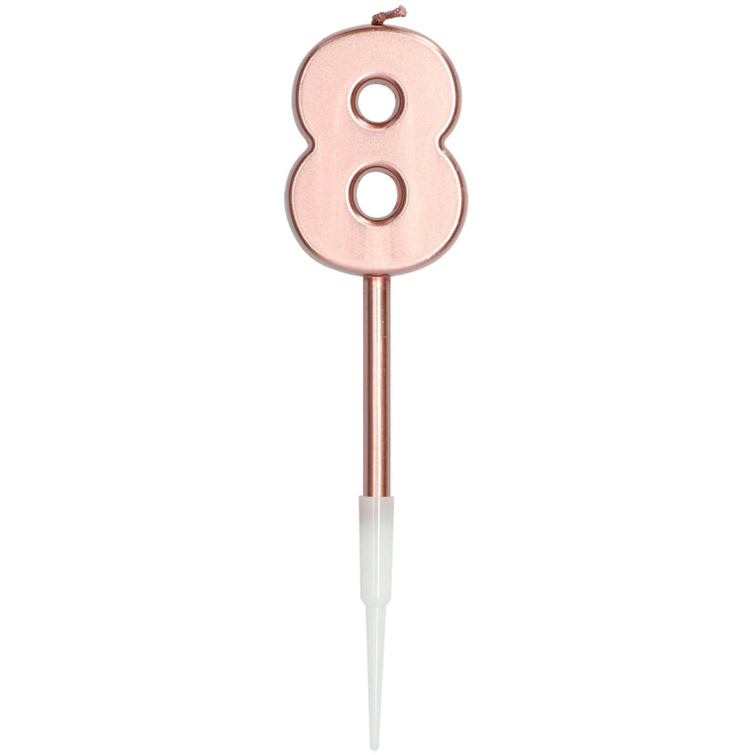 Taartkaars Cijfer 8 Rosegoud Metallic