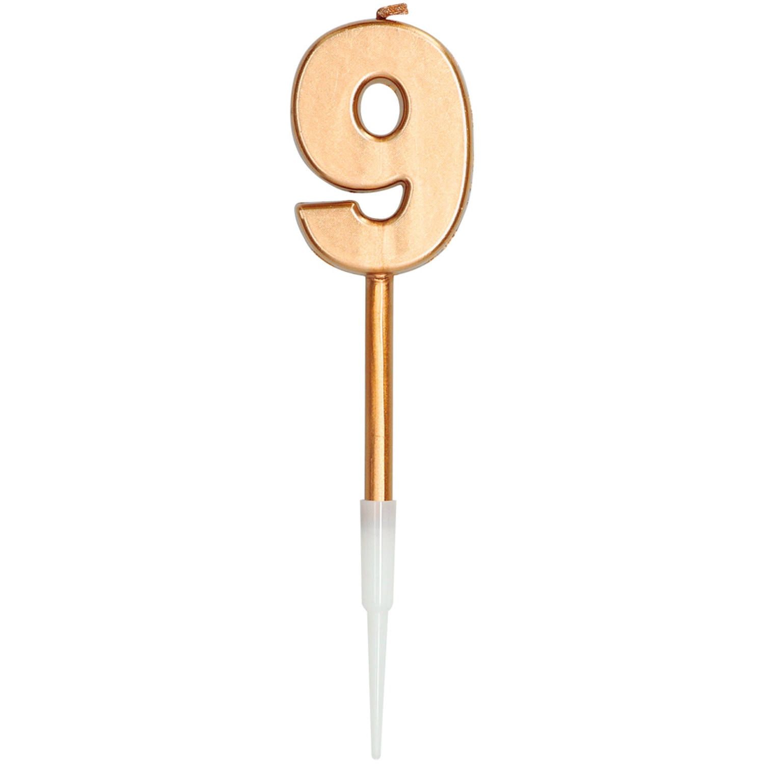 Taartkaars Cijfer 9 Brons Metallic