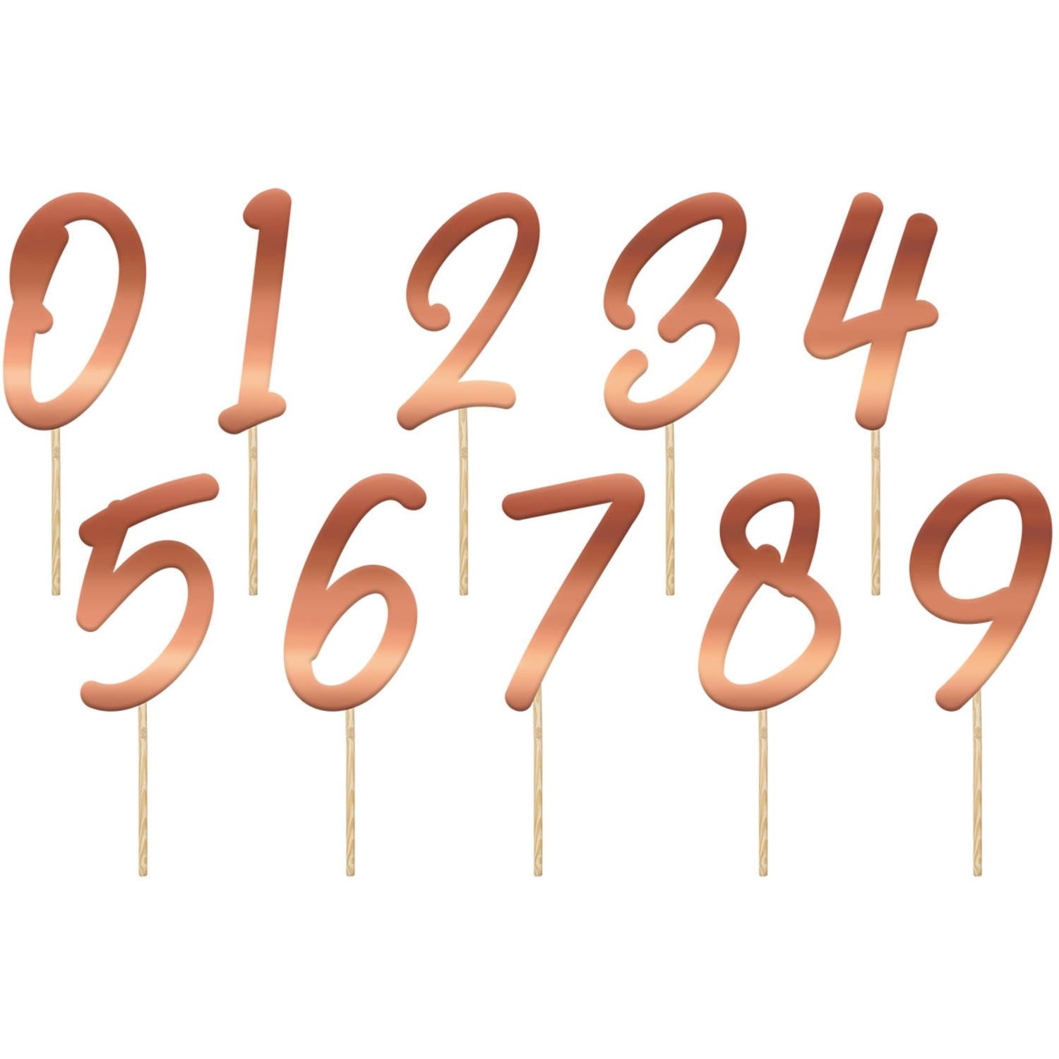 Taarttoppers 20 Cijfers Elegant Roze Goud
