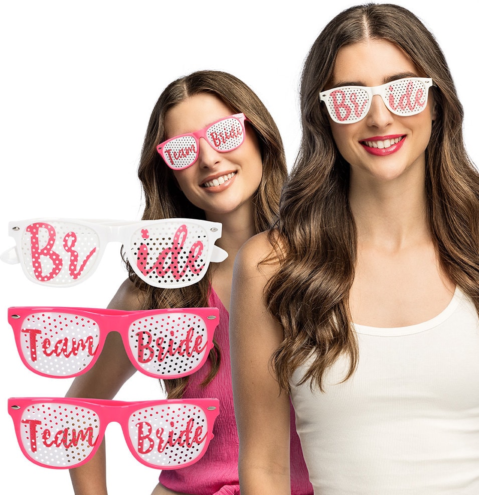 Team Bride Roze en Witte Dames Partybrillen