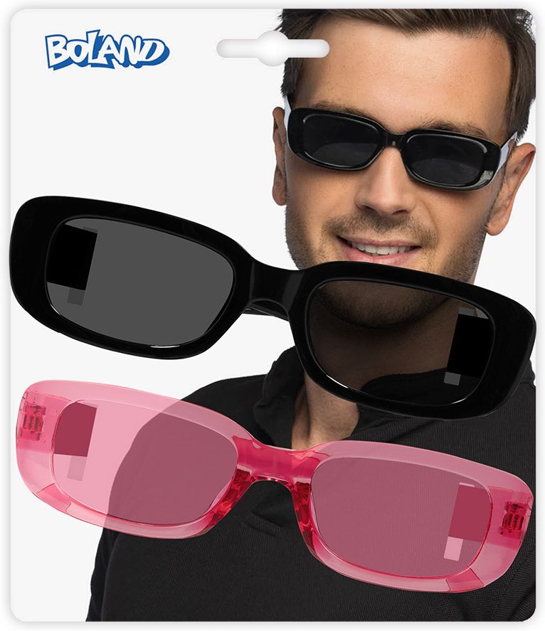 Techno Partybrillen Set Zwarte en Roze