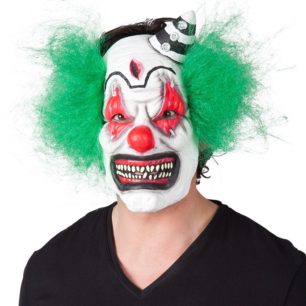 Terror clown masker met groen haar