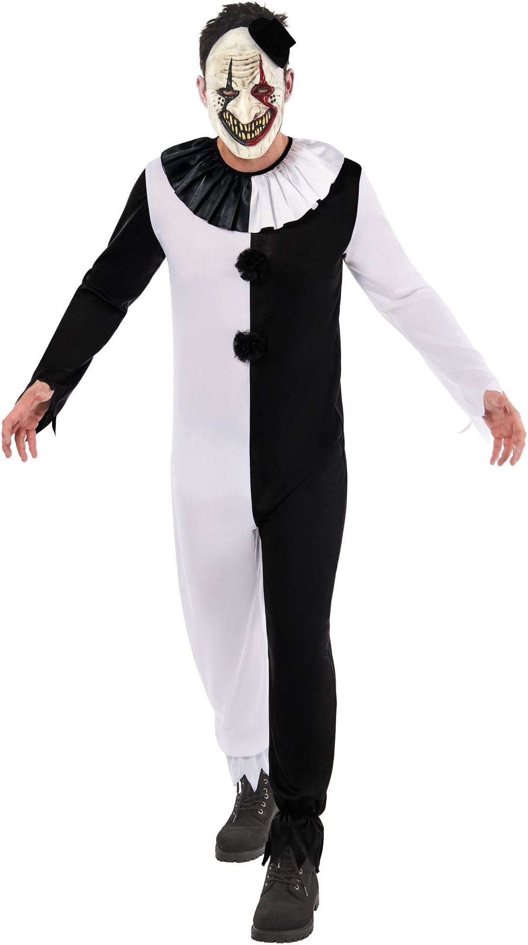 Terror Pierrot Clown Halloween Kostuum Heren Zwart Wit