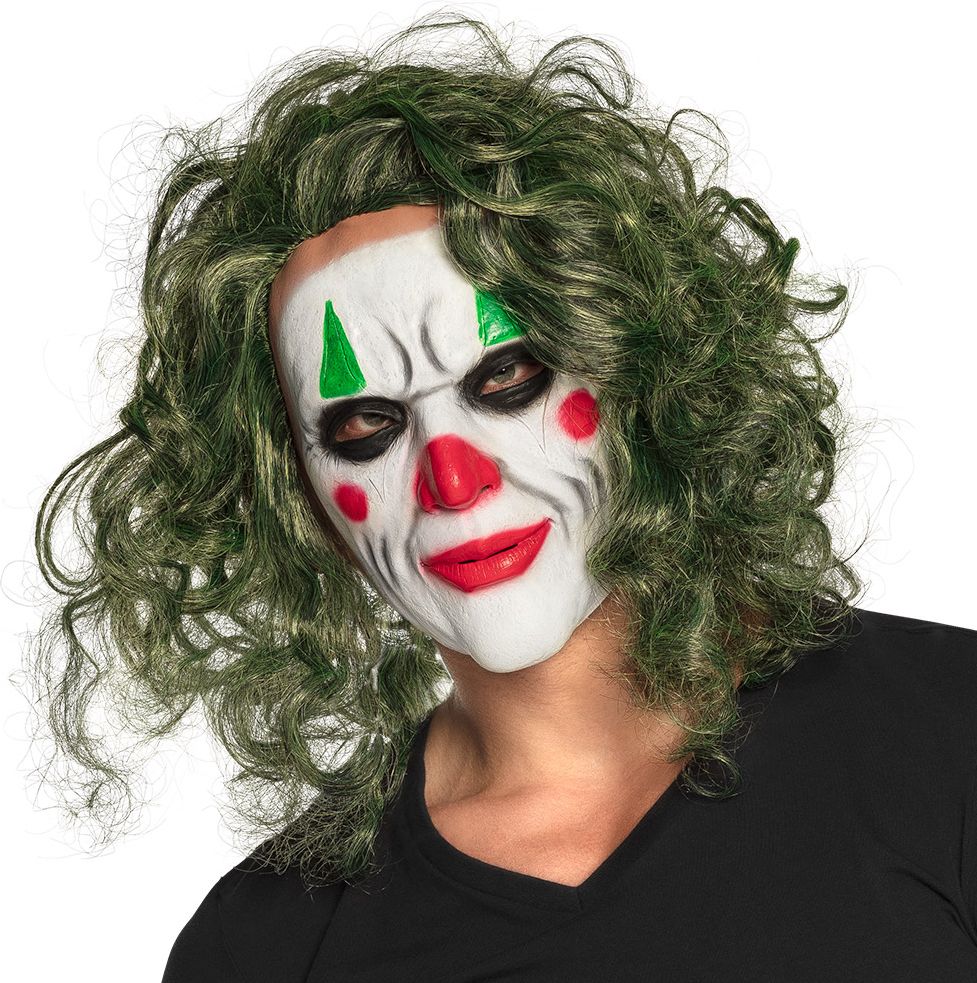 The Joker latex masker met haar
