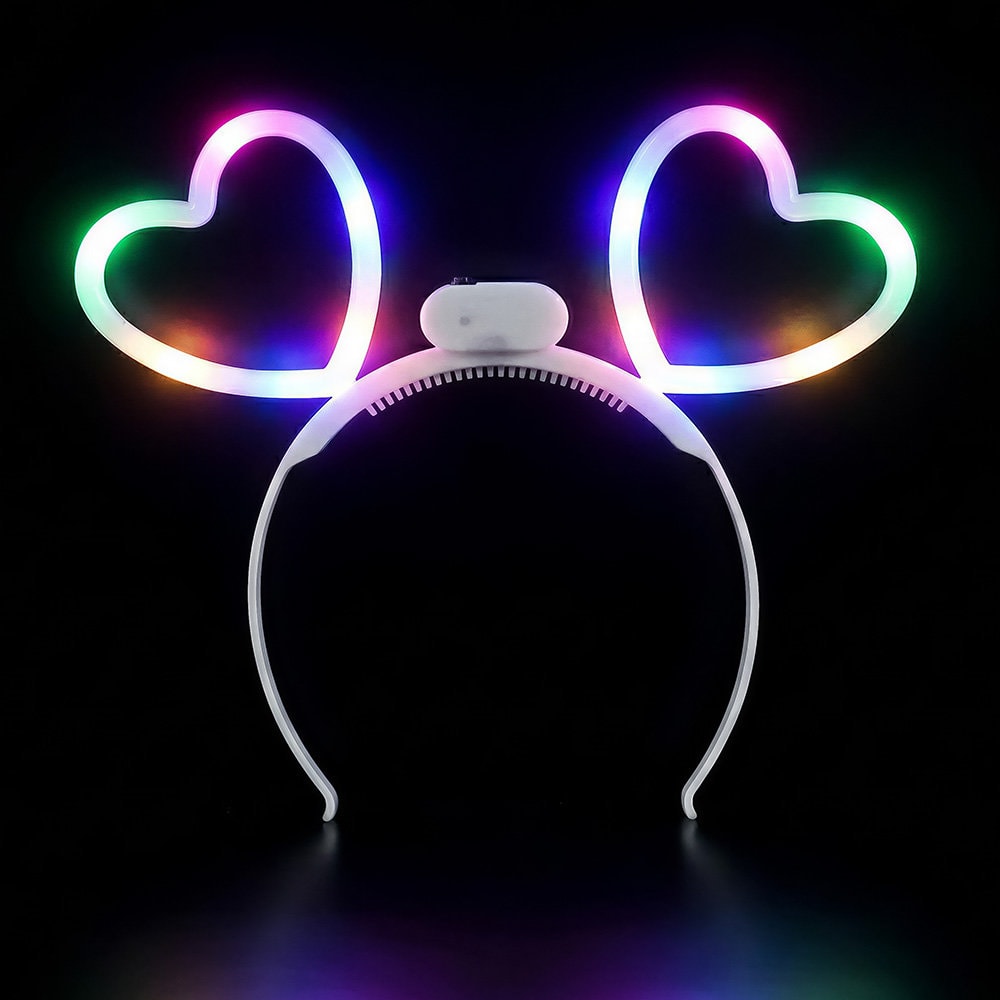 Tiara Glowing hearts Wit met LED Verlichting Vrijgezellenfeest