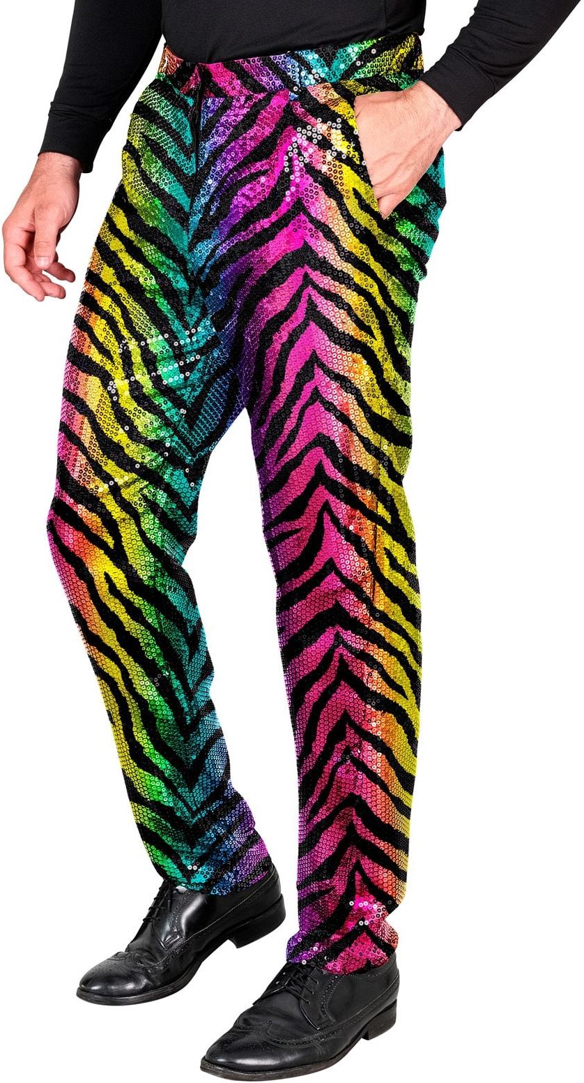 Tijger Paillettenbroek 80s Regenboog Heren