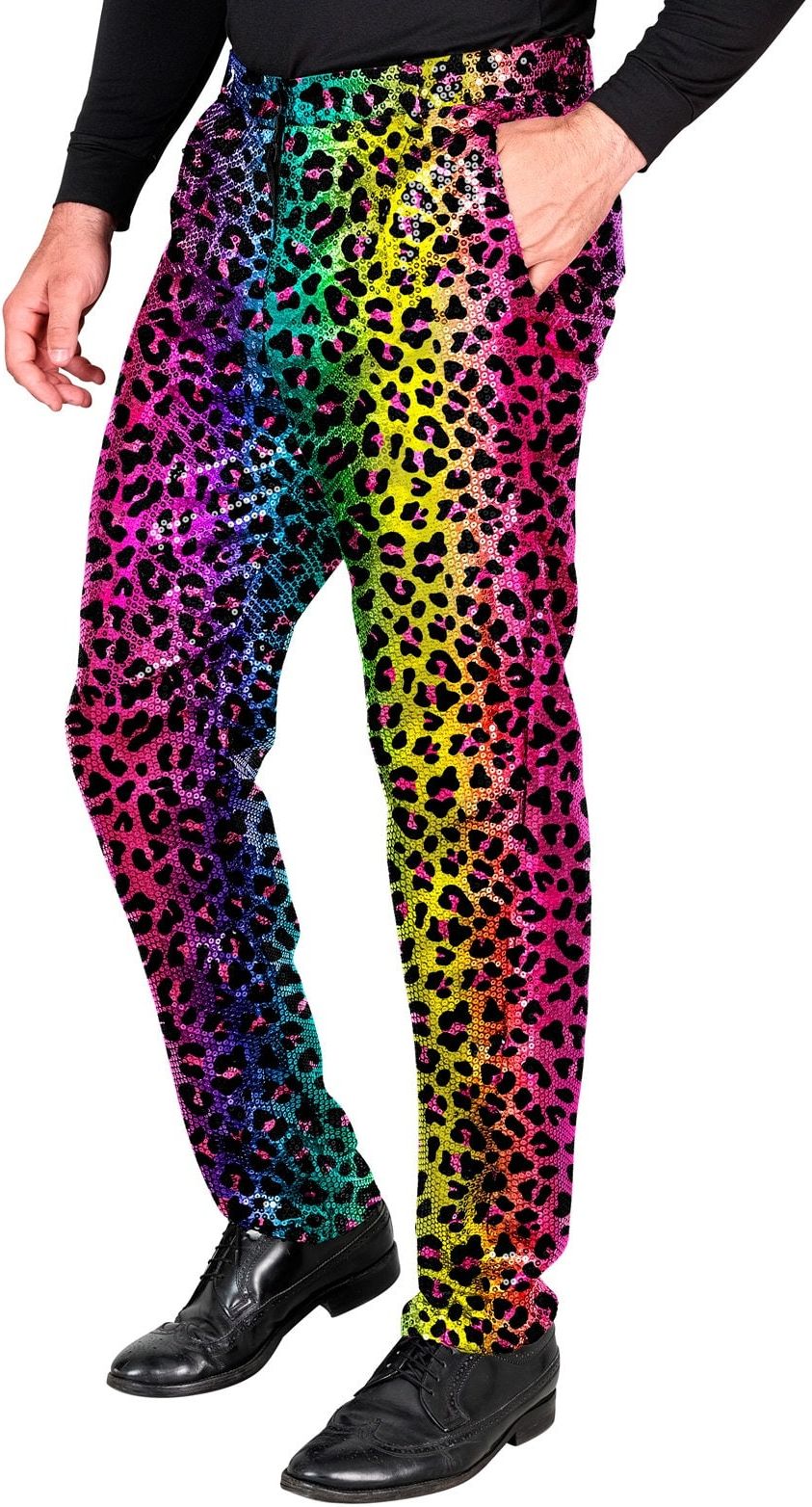 Tijger Paillettenbroek 80s Tijgerprint Carnaval Heren