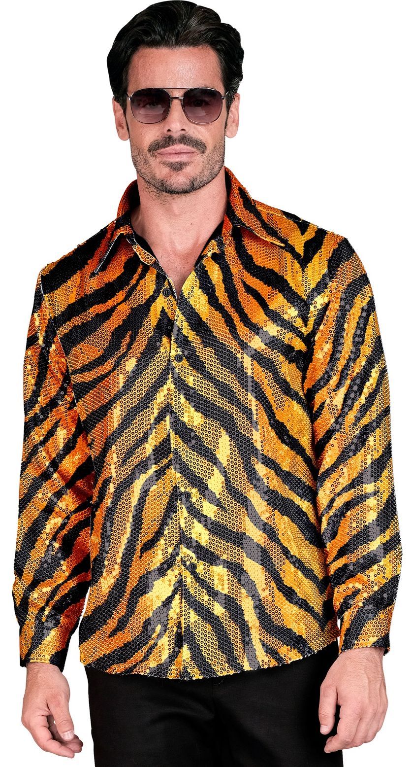 Tijgerprint Pailletten Blouse Heren