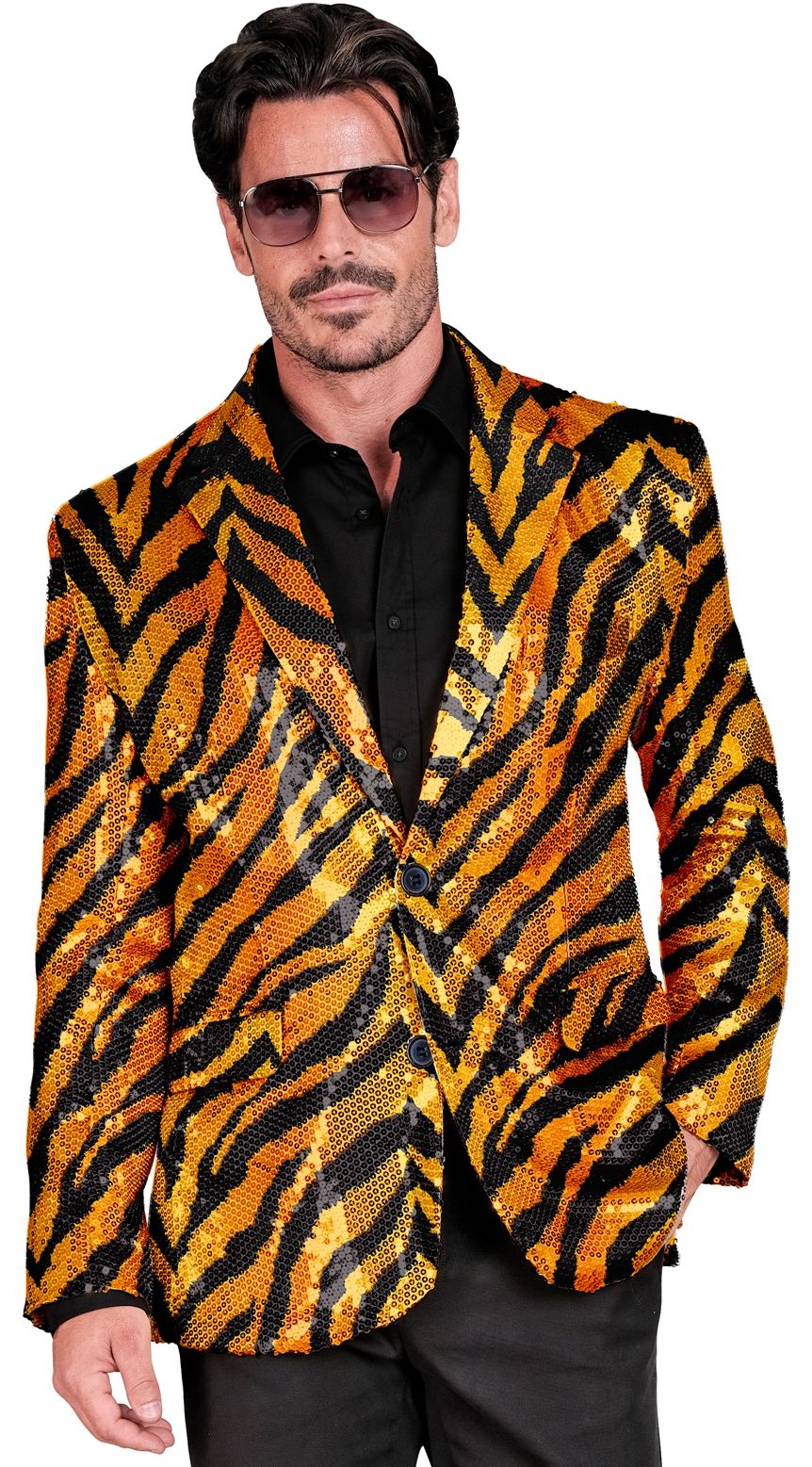 Tijgerprint Pailletten Party Colbert Heren