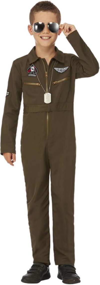 Top Gun Maverick Jongens Aviator Kostuum Groen