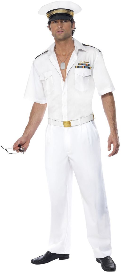 Top Gun witte kapiteins kostuum
