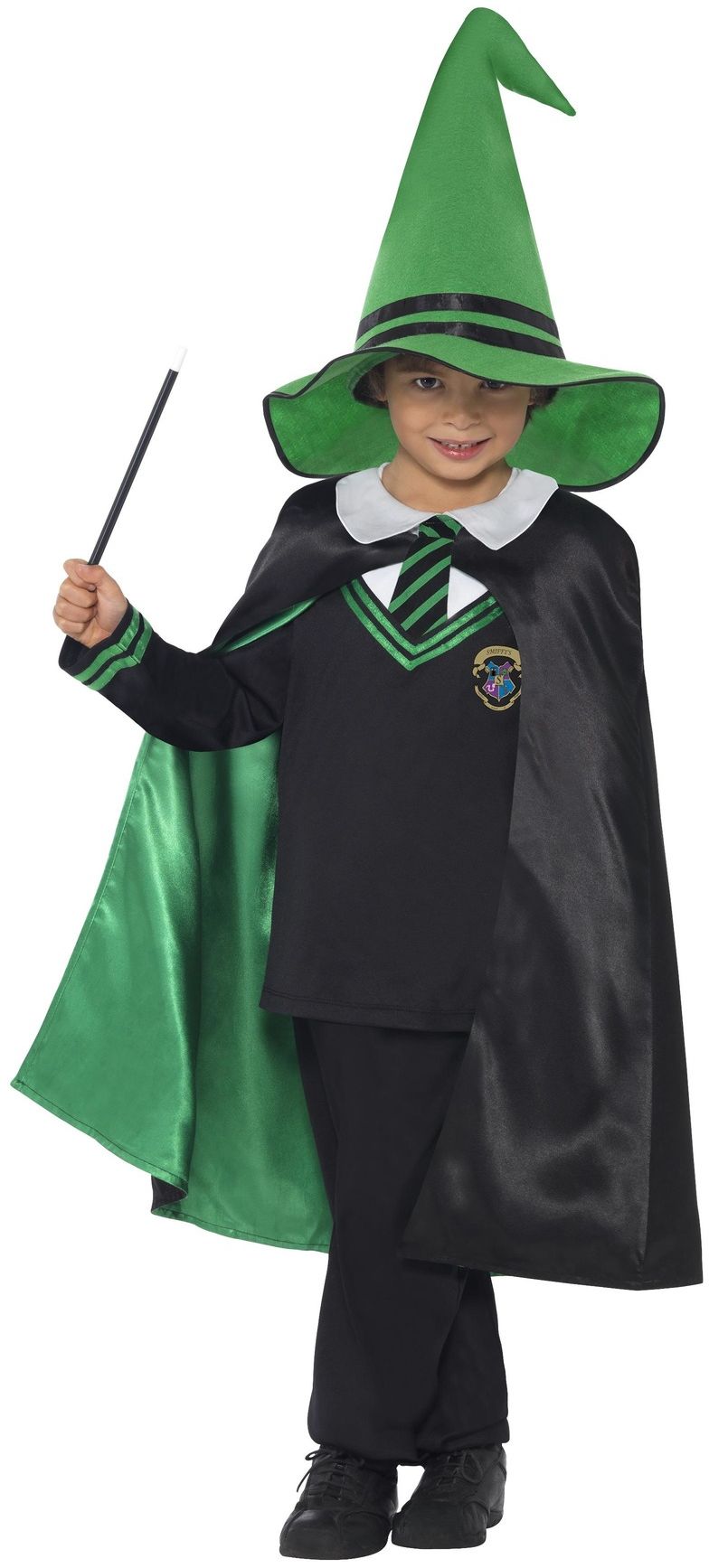 Tovenaars Jongens Kostuum Zwart Groen