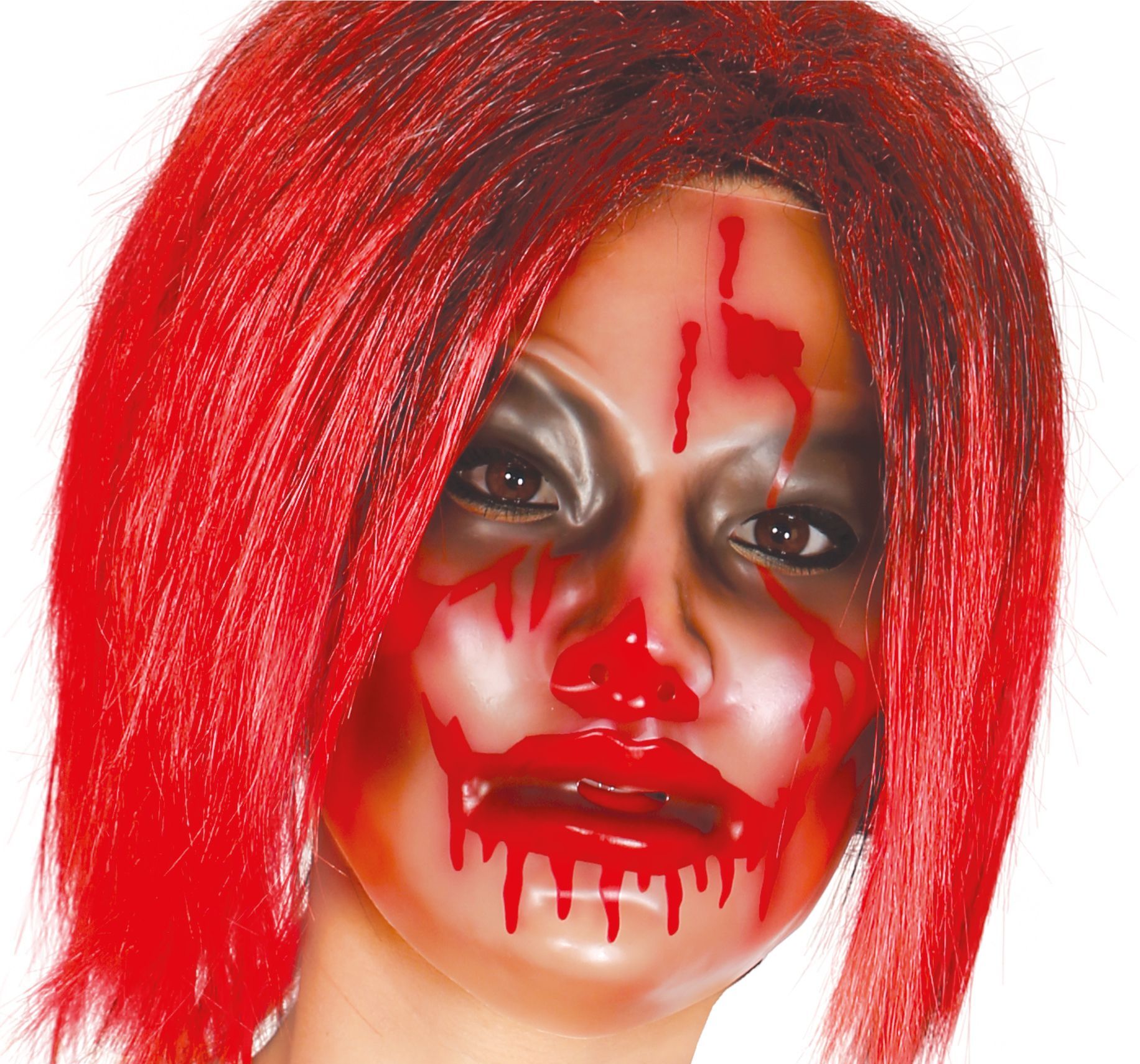 Transparant bloederig masker vrouw