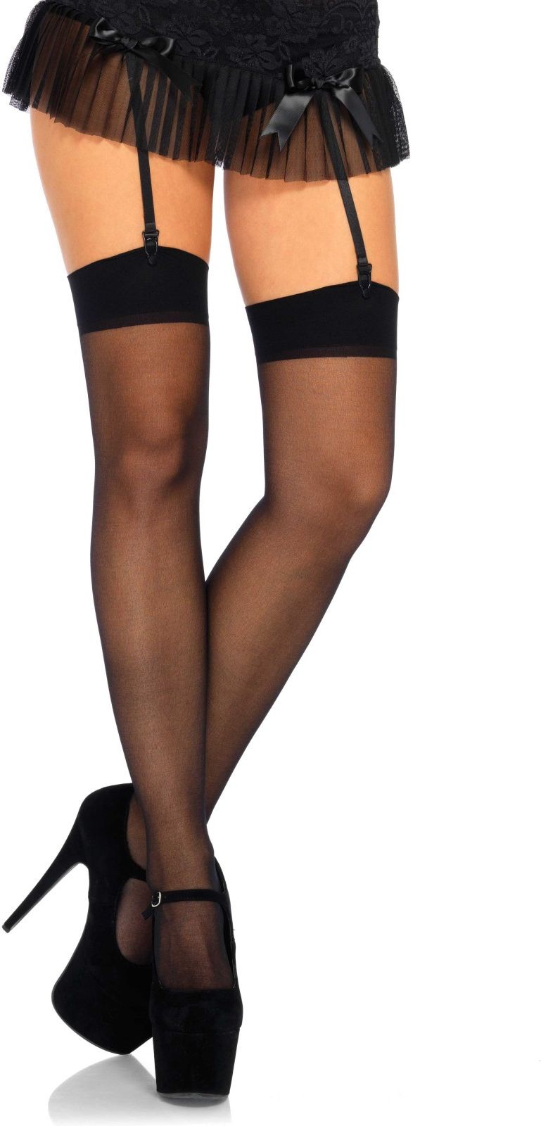 Transparante Jarretel Kousen Zwart