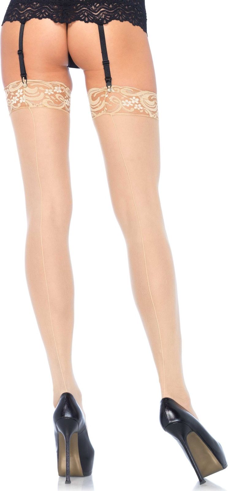 Transparante Kousen met Elegante Naad Huidskleur