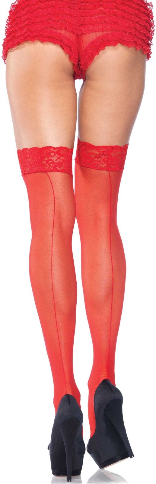 Transparante Kousen met Elegante Naad Rood